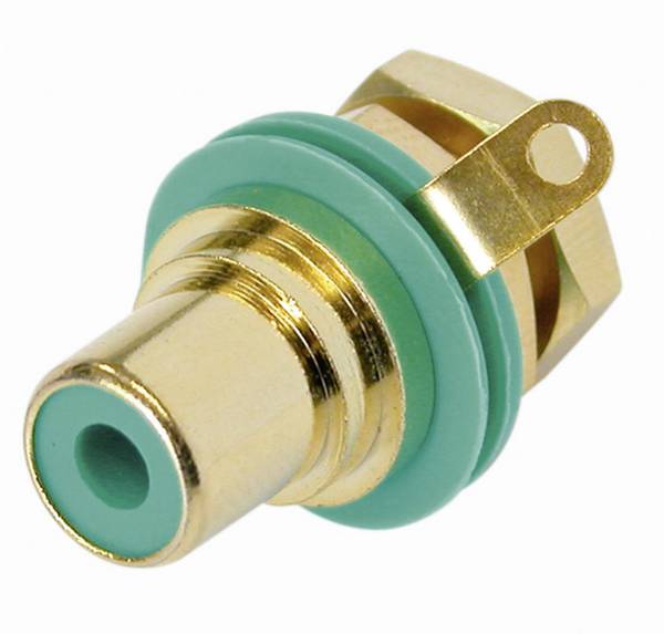 Rean AV NYS367-5-CON RCA connector Socket, vertical vertical Number of pins: 2 Green 1 pc(s)