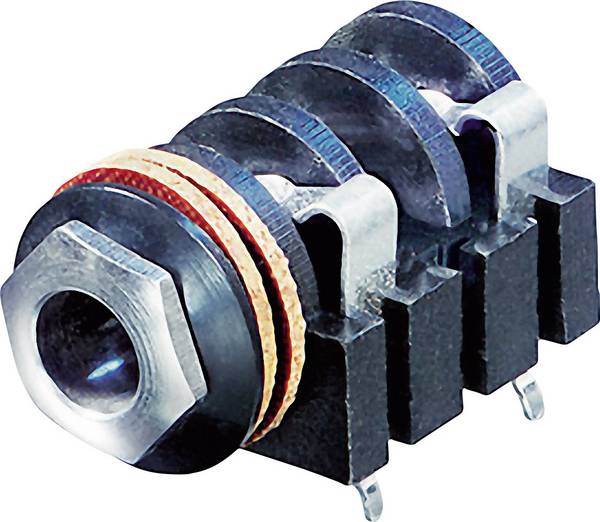 Rean AV NYS2152 6.35 mm audio jack Socket, horizontal mount Number of pins: 2 Mono Black 1 pc(s)
