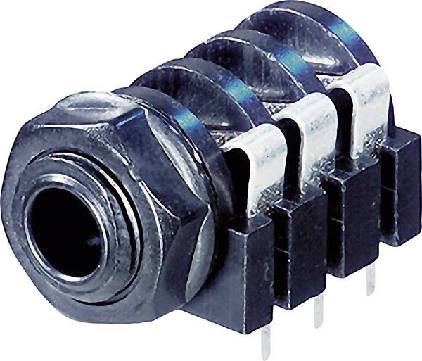 Rean AV NYS216 6.35 mm audio jack Socket, horizontal mount Number of pins: 3 Stereo Black 1 pc(s)