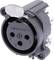 Three-pole male XLR audio socket with black housing and 'PUSH' label on silver lever at the top.