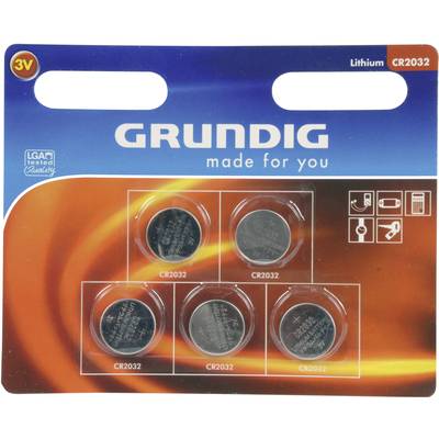 Grundig Button cell CR 2032 3 V 5 pc(s) 185 mAh Lithium CR2032