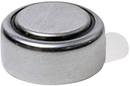 Silver button cell, typically used in small electronic devices such as watches or calculators.