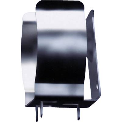 Metal bracket that is slightly curved, with two mounting points on the underside.