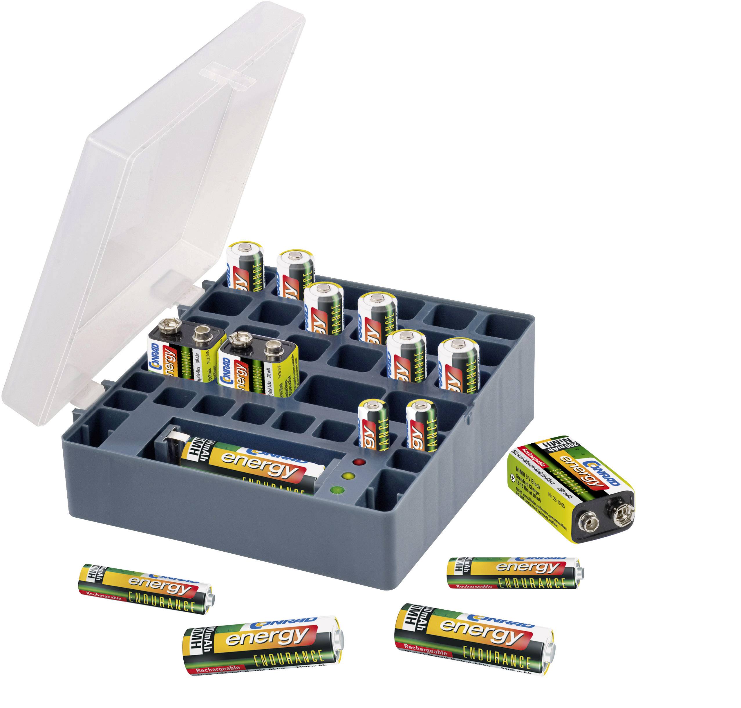Conrad energy Battery set 9 V, AAA, AA 10 pc(s) Incl. case-3