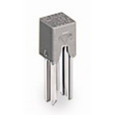 A grey, rectangular electronic component with four long metal pins, most likely a sensor or a connector.