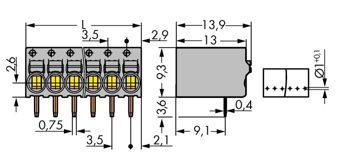 WAGO 2081-1202 Spring-loaded terminal 1 mm² Number of pins 2 Grey 330 pc(s)