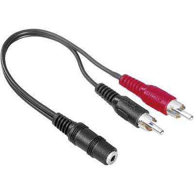 Hama 48920 48920 RCA / Jack Audio/phono Y adapter [2x RCA plug (phono) - 1x Jack socket 3.5 mm] Black