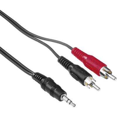 Hama 48918 RCA / Jack Audio/phono Cable [2x RCA plug (phono) - 1x Jack plug 3.5 mm] 5.00 m Black 