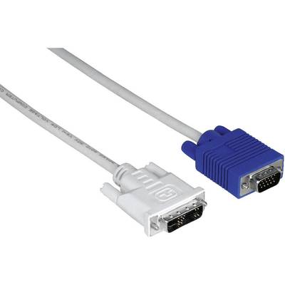 Hama DVI / VGA Adapter cable DVI-A 12+5-pin plug, VGA 15-pin plug 1.80 m Grey 45075 screwable DVI cable-0