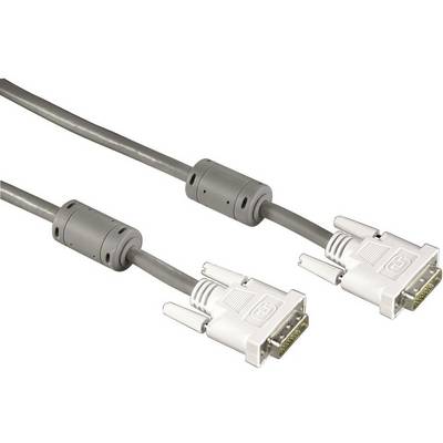 Hama DVI Cable DVI-D 24+1-pin plug, DVI-D 24+1-pin plug 1.80 m White 45077 screwable, incl. ferrite core DVI cable-0