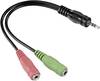 Hama 54573 Jack Audio/phono Cable [1x Jack plug 3.5 mm - 2x Jack socket 3.5 mm] 10.00 cm Black