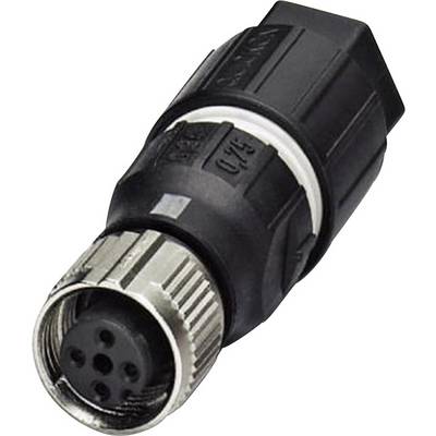 Black and silver electrical plug with round metal poles, suitable for industrial applications.