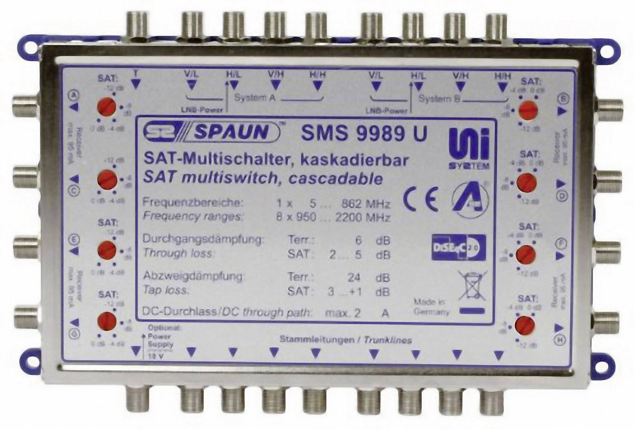 Spaun SMS 4487 F 1 Sat System mit 4X Sat IF Signals 