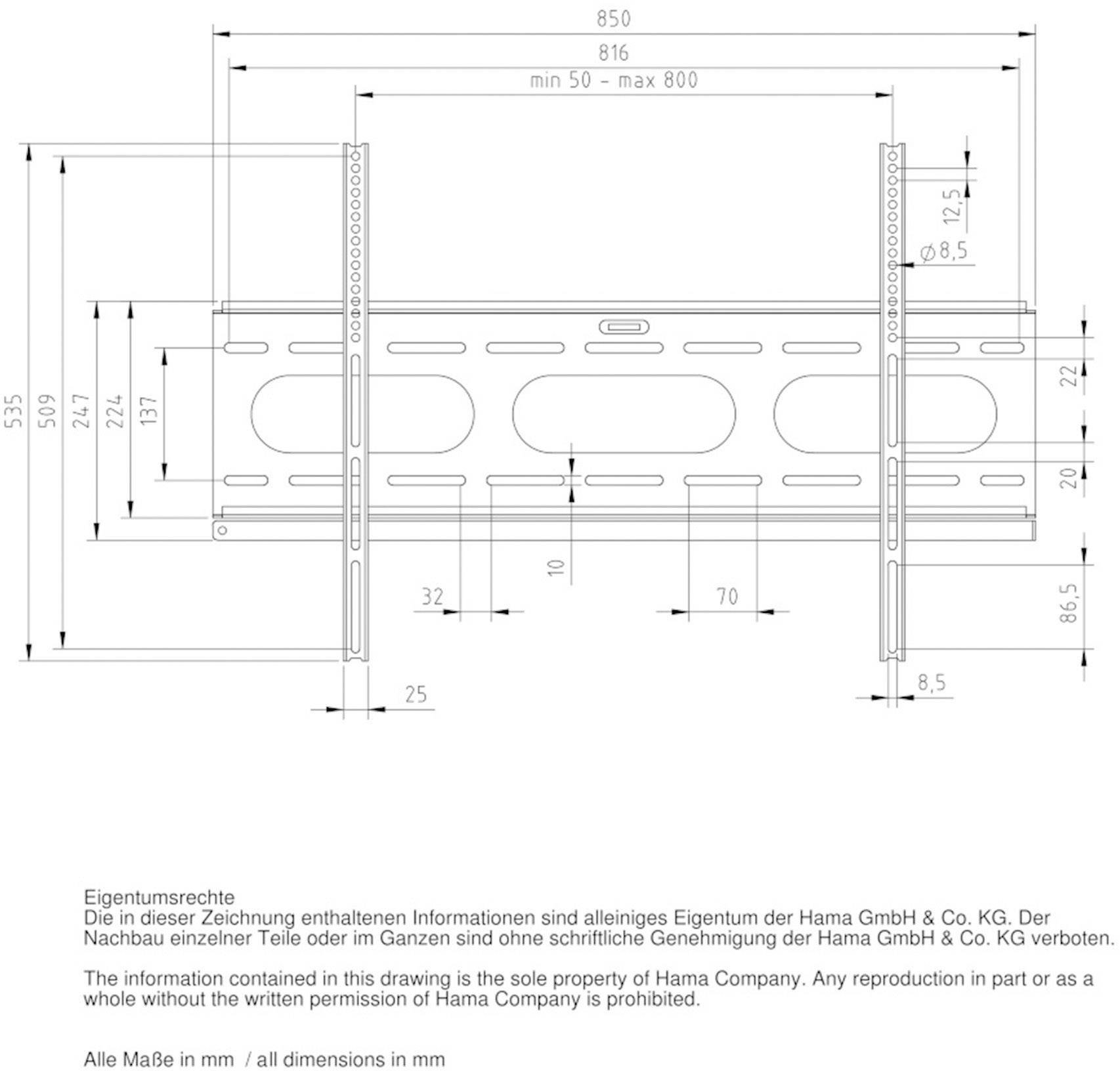 Hama FIX "Ultraslim" XL TV wall mount Built-in level 94,0 cm (37") - 228,6 cm (90") Rigid-3