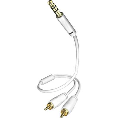 Inakustik 003100005 RCA / Jack Audio/phono Cable [2x RCA plug (phono) - 1x Jack plug 3.5 mm] 0.50 m White gold plated co