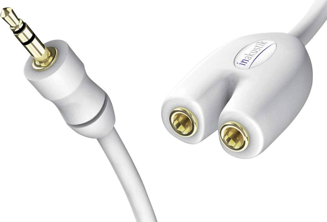 Inakustik 00310302 Jack Audio/phono Y cable [1x Jack plug 3.5 mm - 2x Jack socket 3.5 mm] 10.00 cm White-1