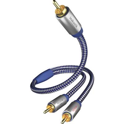 Inakustik 0040803 RCA Audio/phono Cable [2x RCA plug (phono) - 1x RCA plug (phono)] 3.00 m Blue, Silver gold plated conn