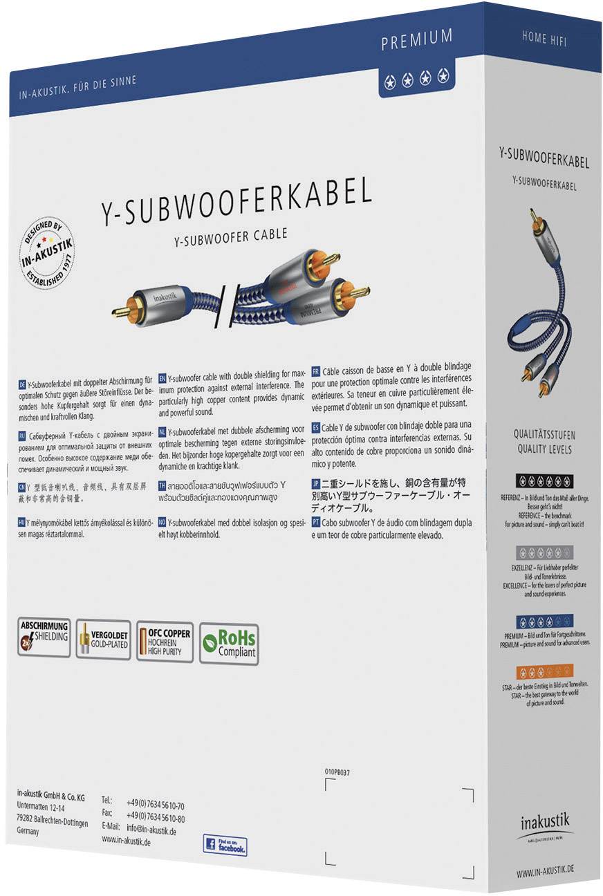 Inakustik 0040803 RCA Audio/phono Cable [2x RCA plug (phono) - 1x RCA plug (phono)] 3.00 m Blue, Silver gold plated conn-2