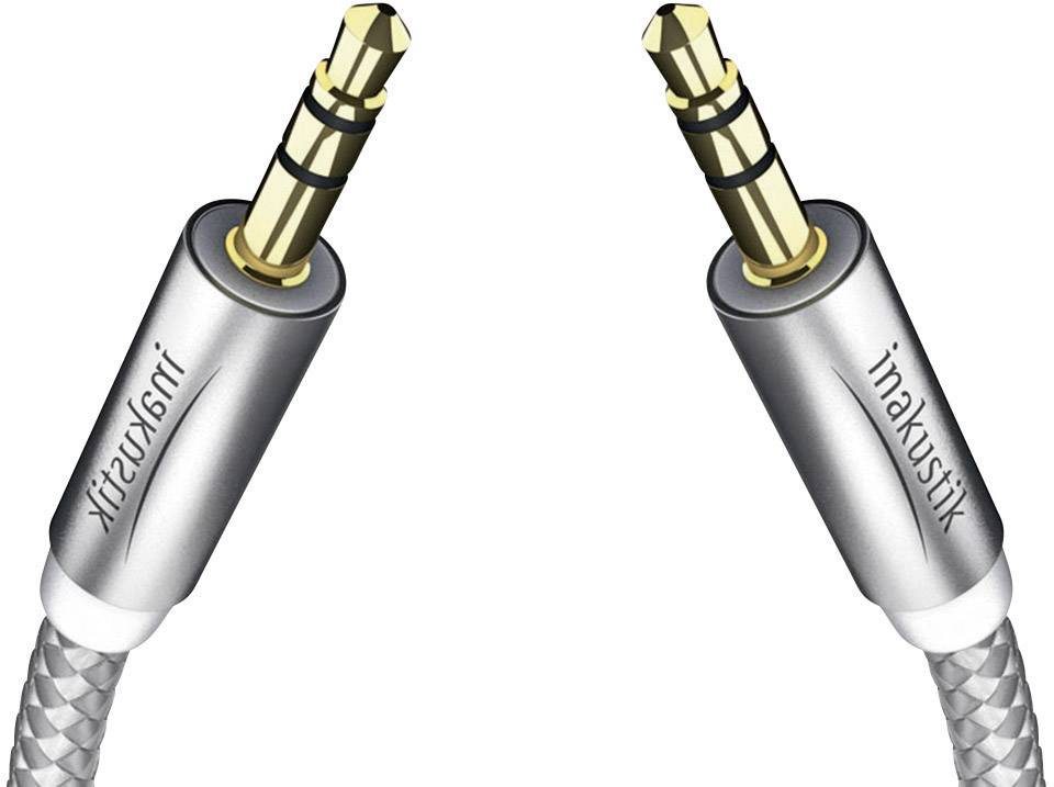 Inakustik 004101015 Jack Audio/phono Cable [1x Jack plug 3.5 mm - 1x Jack plug 3.5 mm] 1.50 m White, Silver gold plated -1