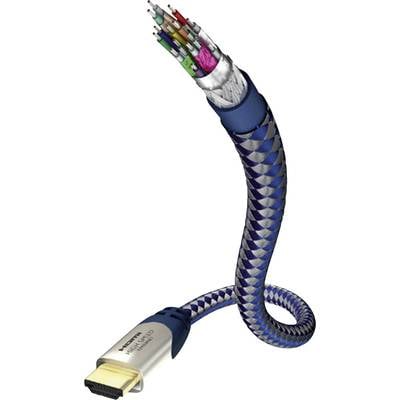 Inakustik HDMI Cable HDMI-A plug, HDMI-A plug 8.00 m Silver-blue 0042308 Audio Return Channel, gold plated connectors, w