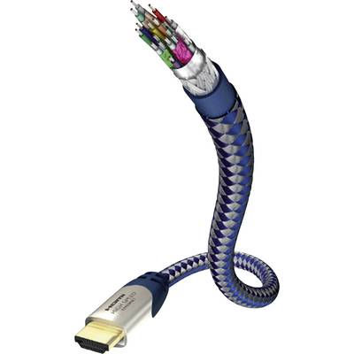 Inakustik HDMI Cable HDMI-A plug, HDMI-A plug 3.00 m Silver-blue 0042303 Audio Return Channel, gold plated connectors, w