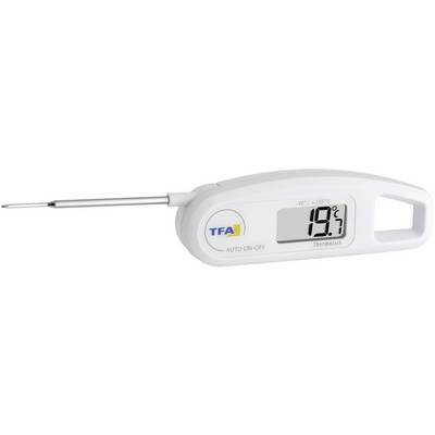 Digital kitchen thermometer shows a temperature of 9.7°C. The display is on the right, with the temperature sensor on the left.