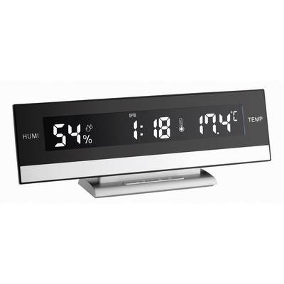 Digital hygrometer-thermometer shows 54% humidity and 17.4°C temperature. Time: 1:18.