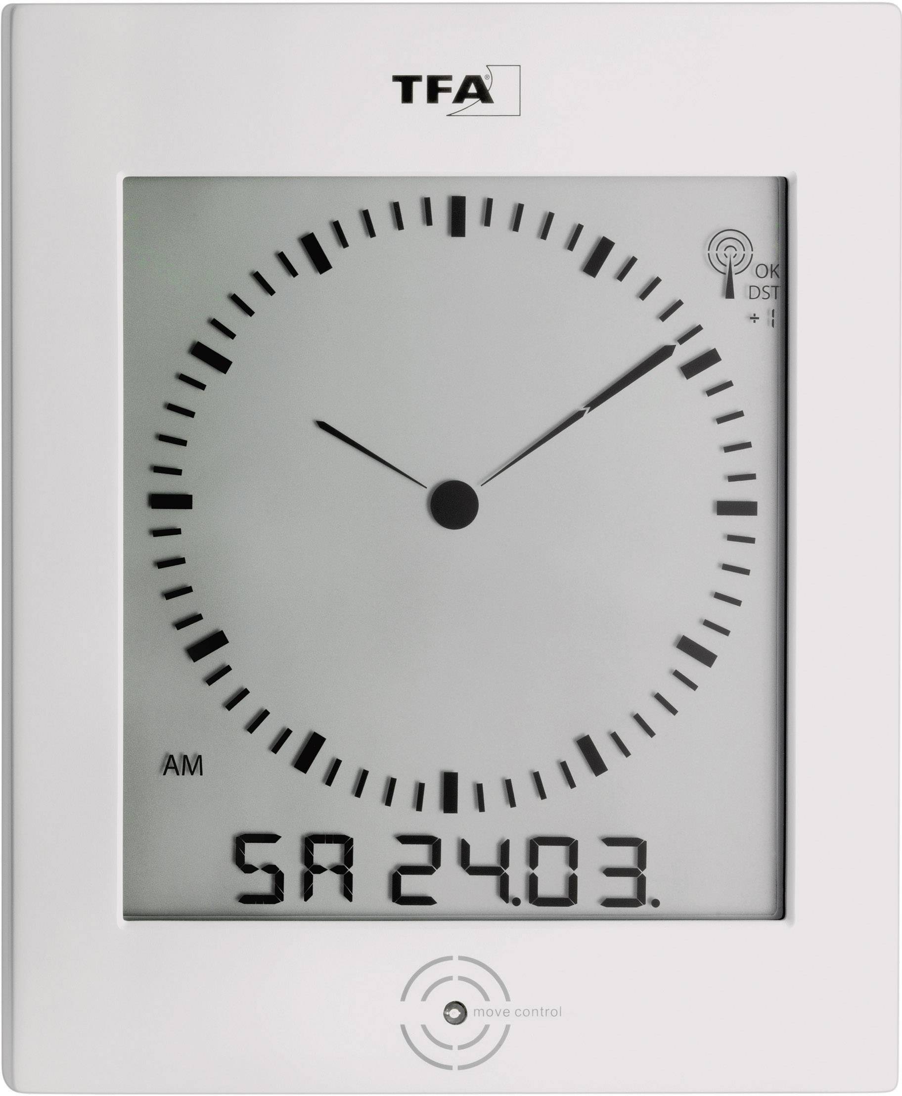 TFA Dostmann 60.4506 Radio Wall clock 220 mm x 265 mm x 31 mm Silver