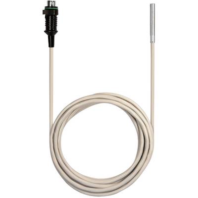 A white cable with a sensor at one end and a plug at the other. It is used for temperature measurement.