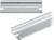 Two metal L-shaped profiles, shown side by side. They are silver-coloured, with smooth surfaces and rounded edges.