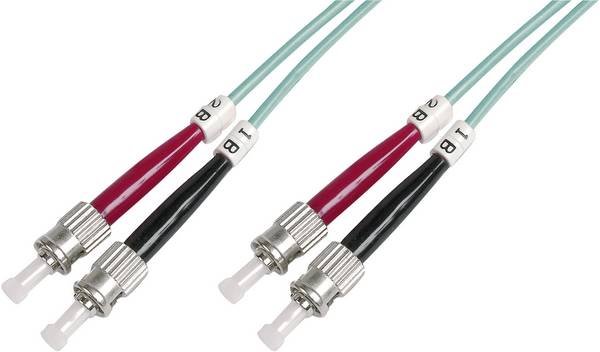 Digitus DK-2511-01/3 Fibreglass FO Cable 1.00 m Turquoise [1x ST plug - 1x ST plug] 50/125 µ Multimode OM3