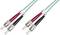 'LWL patch cable with SC connectors in red and black. Used for connecting network devices via fibre optic cable.'