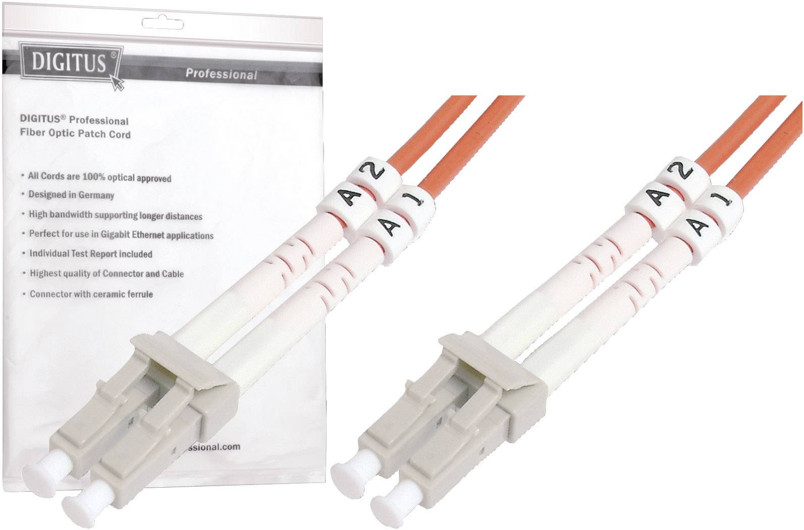 Digitus DK-2533-01 Fibreglass FO Cable 1.00 m Orange [1x LC plug - 1x LC plug] 50/125 µ Multimode OM2-0