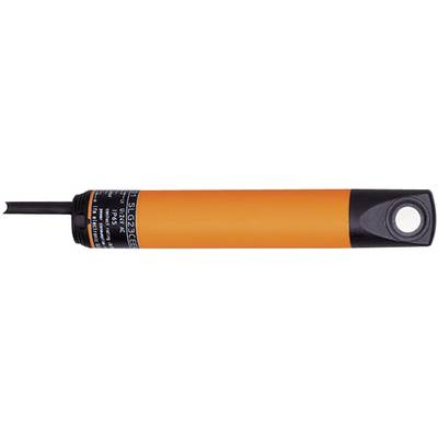 An orange cylindrical sensor with a cable on the left side, black tip, and labelling in the centre.