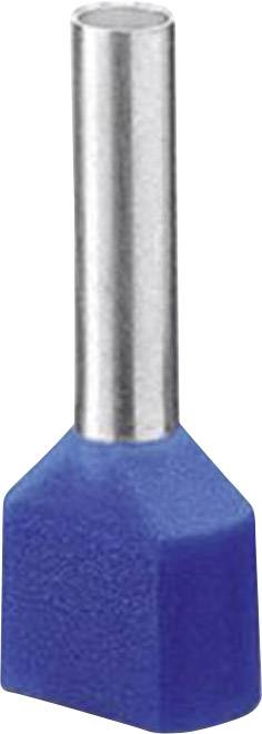 A blue, insulated cable lug with a silver metal sleeve, used for connecting electrical conductors.