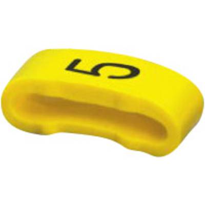 Yellow plastic tag with the black number '5' on it.