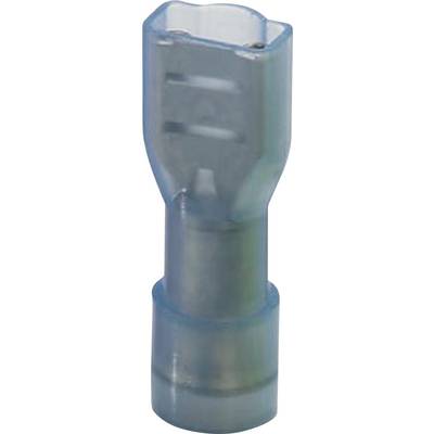 Blue insulated cable lug, female connector, used for electrical connection of wires.