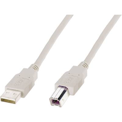 Digitus USB cable USB 2.0 USB-A plug, USB-B plug 3.00 m Beige  AK-300105-030-E
