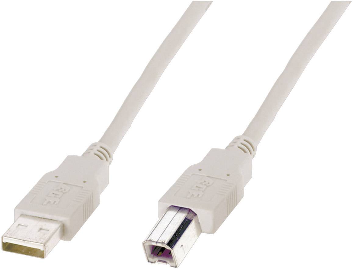 Digitus USB cable USB 2.0 USB-A plug, USB-B plug 5.00 m Beige Round, double shielding AK-300105-050-E-0