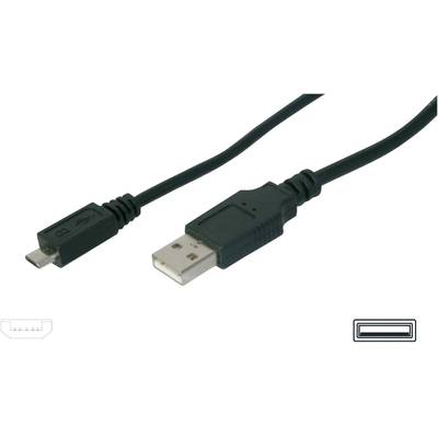 Digitus USB cable USB 2.0 USB-A plug, USB Micro-B plug 1.00 m Black  AK-300110-010-S