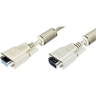 Digitus VGA Cable extension VGA 15-pin plug, VGA 15-pin socket 1.80 m Grey AK-310203-018-E screwable, incl. ferrite core