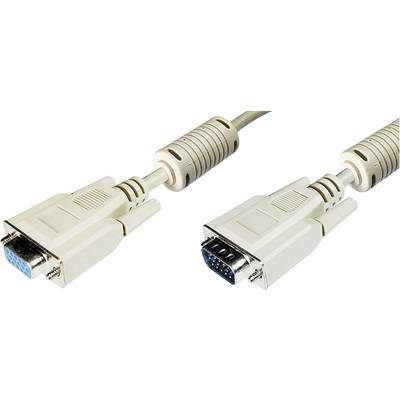 Digitus VGA Cable extension VGA 15-pin plug, VGA 15-pin socket 10.00 m Grey AK-310203-100-E screwable, incl. ferrite cor