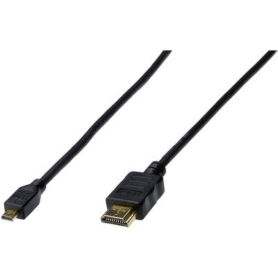 Digitus HDMI Cable HDMI-A plug, HDMI-Micro-D plug 2.00 m Black AK-330109-020-S gold plated connectors HDMI cable