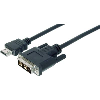 Digitus HDMI / DVI Adapter cable HDMI-A plug, DVI-D 18+1-pin plug 2.00 m Black AK-330300-020-S screwable HDMI cable