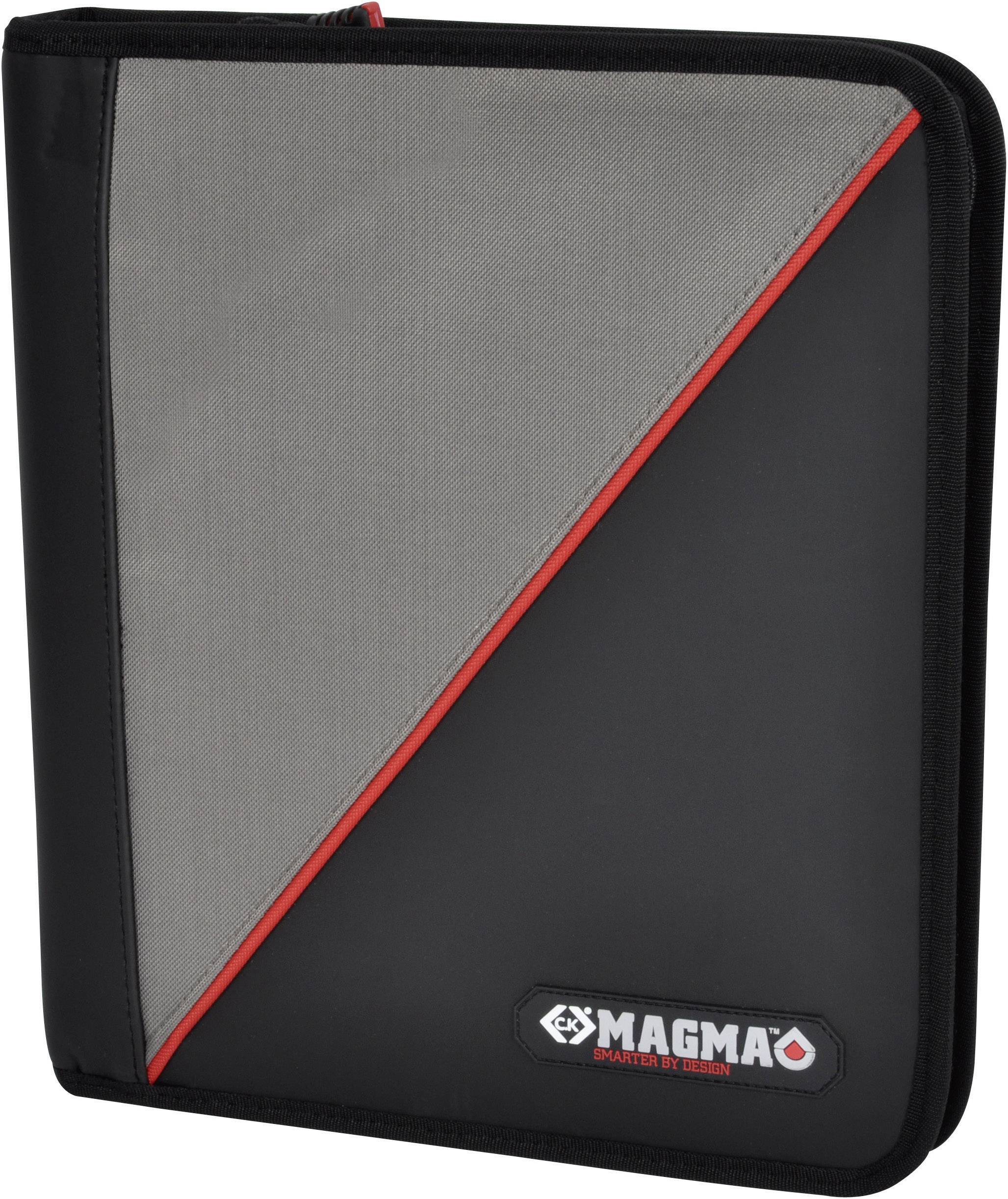 Bag for DJ equipment with black and grey design, red accent and 'Magma' logo positioned bottom right. Suitable for vinyl records.