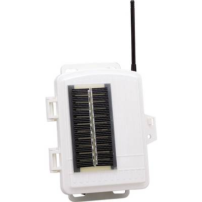 A white, rectangular device with an aerial and vertical slits on the front. Possibly an electronic communication device.