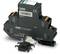 An electrical overvoltage protection device by Phoenix Contact, model PT-IQ-1X2-24DC-PT, with connection terminals and protective switch.