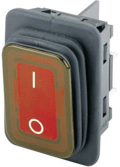 A red switch with 'I' and 'O' symbols, for switching electrical devices on and off.