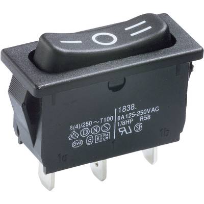 Marquardt 1838.1509 Toggle switch 1838.1509 250 V AC 6 A 1 x On/Off/On IP40 latch/0/latch 1 pc(s) 