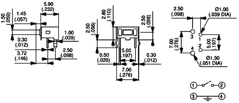 Electrical circuit diagram for plug type, showing dimensions and circuits. Key features: electrical connections, measurement units in inches.